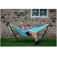 Polyester Double Hammock with Stand in Aqua Colour (2.7 m)