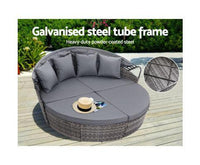 Premium Grey Rattan Day Bed Lounge Set for Patio