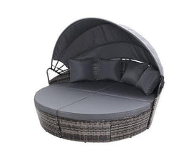 Premium Grey Rattan Day Bed Lounge Set for Patio