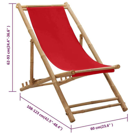 Premium Red Canvas & Bamboo Garden Chair