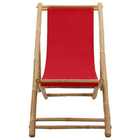 Premium Red Canvas & Bamboo Garden Chair