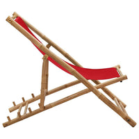 Premium Red Canvas & Bamboo Garden Chair