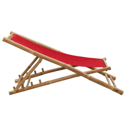 Premium Red Canvas & Bamboo Garden Chair