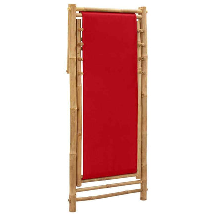 Premium Red Canvas & Bamboo Garden Chair