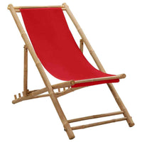 Premium Red Canvas & Bamboo Garden Chair