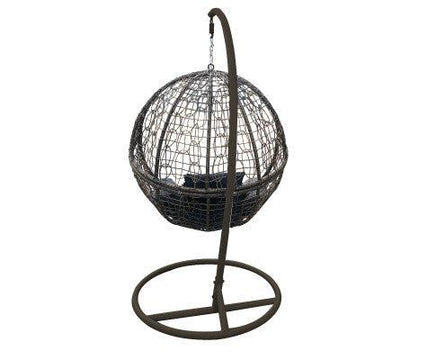 Rattan Hanging Egg Chair in Brown and Grey Colour