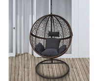 Rattan Hanging Egg Chair in Brown and Grey Colour