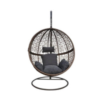 Rattan Hanging Egg Chair in Brown and Grey Colour