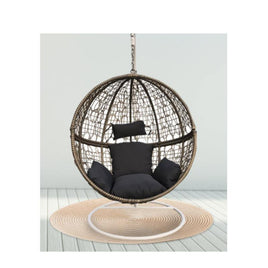 Rattan Hanging Egg Chair in Oatmeal and Grey Colour