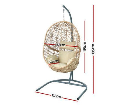 Rattan Single Egg Chair with Cream Cushion