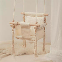 Canvas Baby Swing Wooden Hanging Swing Seat