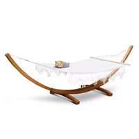 Siesta Double Hammock with Spreader Bar and Wooden Hammock Stand