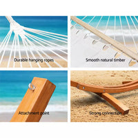 Siesta Double Hammock with Spreader Bar and Wooden Hammock Stand