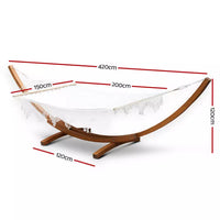 Siesta Double Hammock with Spreader Bar and Wooden Hammock Stand