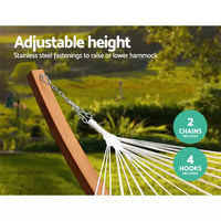 Siesta Double Hammock with Spreader Bar and Wooden Hammock Stand