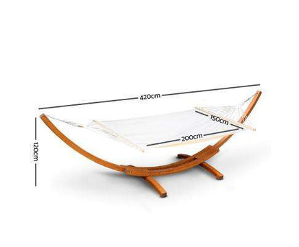 Siesta Double Hammock with Spreader Bar and Wooden Hammock Stand