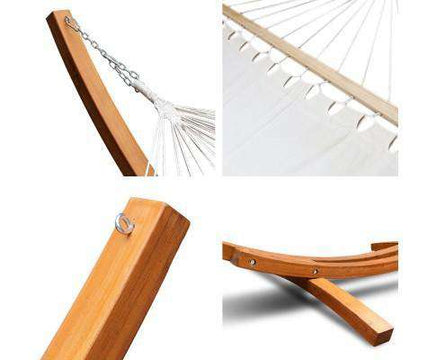 Siesta Double Hammock with Spreader Bar and Wooden Hammock Stand