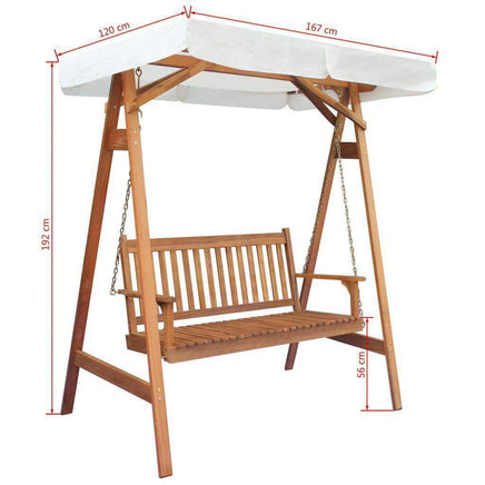 Siesta Garden Swing Chair with Canopy Eucalyptus Acacia Wood Porch Seat Bench