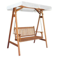 Siesta Garden Swing Chair with Canopy Eucalyptus Acacia Wood Porch Seat Bench