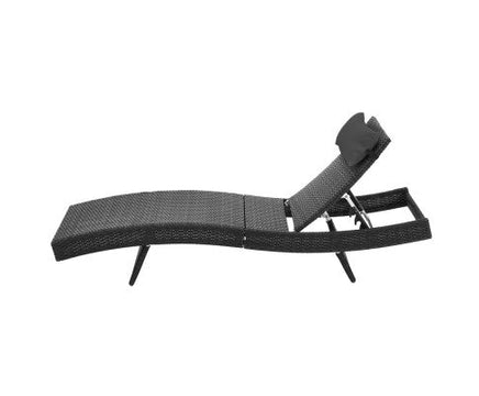 Sleek Black Wicker Sun Lounge - Upgrade Your Outdoor Living