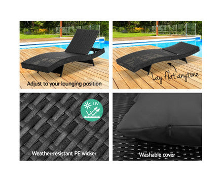 Sleek Black Wicker Sun Lounge - Upgrade Your Outdoor Living