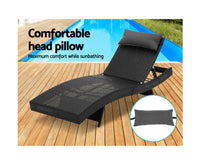 Sleek Black Wicker Sun Lounge - Upgrade Your Outdoor Living