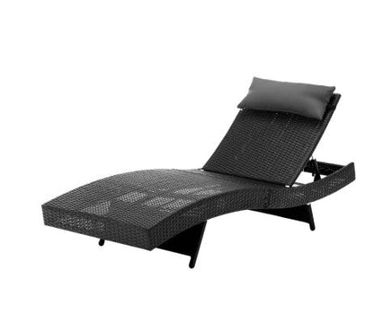 Sleek Black Wicker Sun Lounge - Upgrade Your Outdoor Living