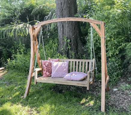 Solid Bent Wood with Teak Finish Swing Stand