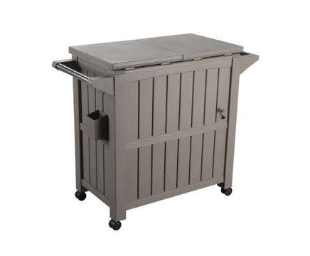 Taupe Patio Serving Trolley with Built-In Chiller