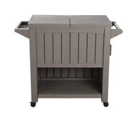 Taupe Patio Serving Trolley with Built-In Chiller