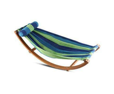 Timber Hammock Bed Swing - Blue