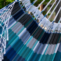 Turquoise Marine Double Size Brazilian Hammock with Fringe