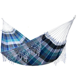 Turquoise Marine Double Size Brazilian Hammock with Fringe