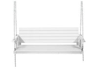 White Wooden Porch Swing Bench for 3 Persons