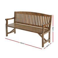 Wooden Garden Bench Chair Natural 3 Seater