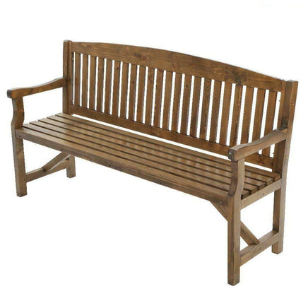 Wooden Garden Bench Chair Natural 3 Seater