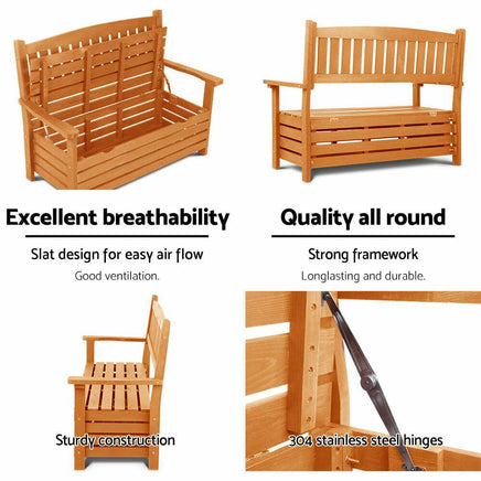 Wooden Outdoor Storage 2 Bench Seat