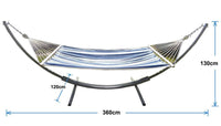 XL Free Standing Hammock: Blue and White Canvas Hammock and Arc Stand