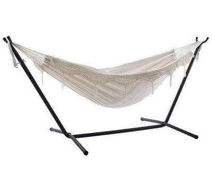 Double Cotton Hammock with Stand (2.5m)-Natural with Fridge-Siesta Hammocks